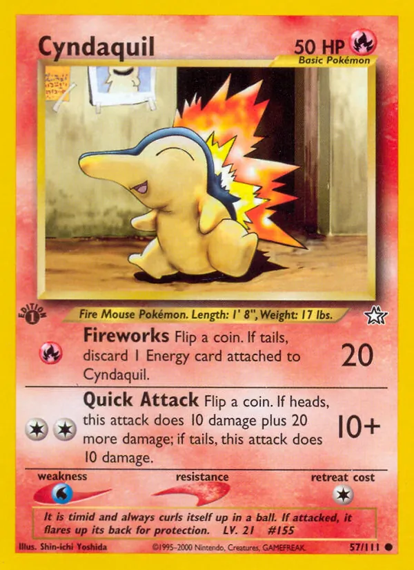 Carta Cyndaquil, número 57/111 da coleção Neo Genesis