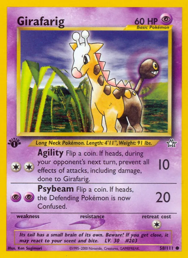 Carta Girafarig, número 58/111 da coleção Neo Genesis