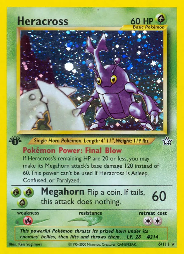 Carta Heracross, número 6/111 da coleção Neo Genesis