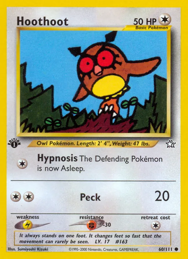 Carta Hoothoot, número 60/111 da coleção Neo Genesis