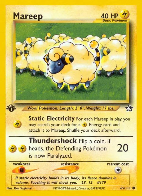 Carta Mareep, número 65/111 da coleção Neo Genesis