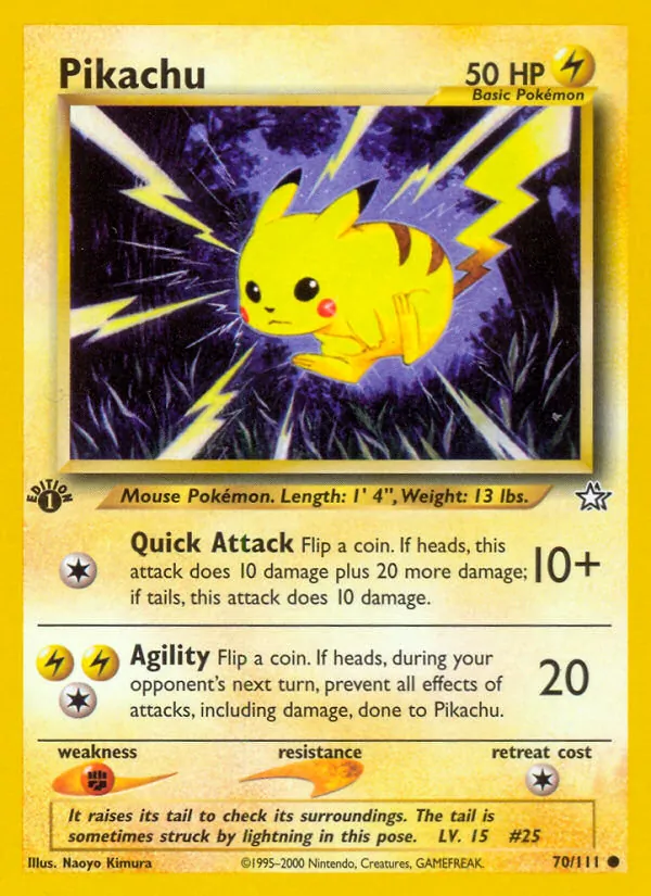 Carta Pikachu, número 70/111 da coleção Neo Genesis