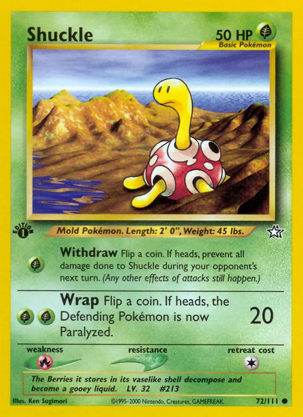 Carta Shuckle, número 72/111 da coleção Neo Genesis