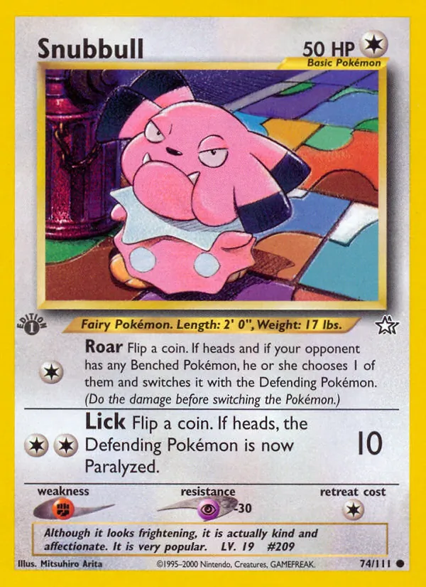 Carta Snubbull, número 74/111 da coleção Neo Genesis