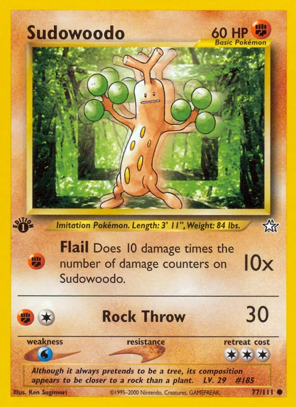 Carta Sudowoodo, número 77/111 da coleção Neo Genesis
