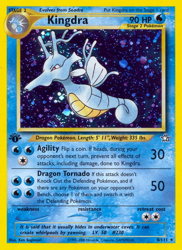 Carta Kingdra, número 8/111 da coleção Neo Genesis
