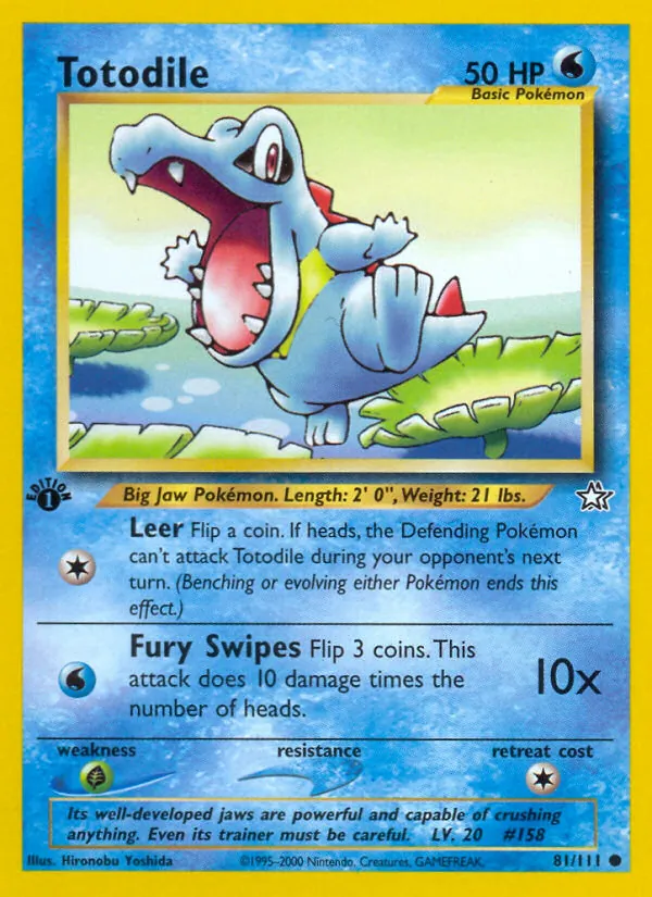 Carta Totodile, número 81/111 da coleção Neo Genesis