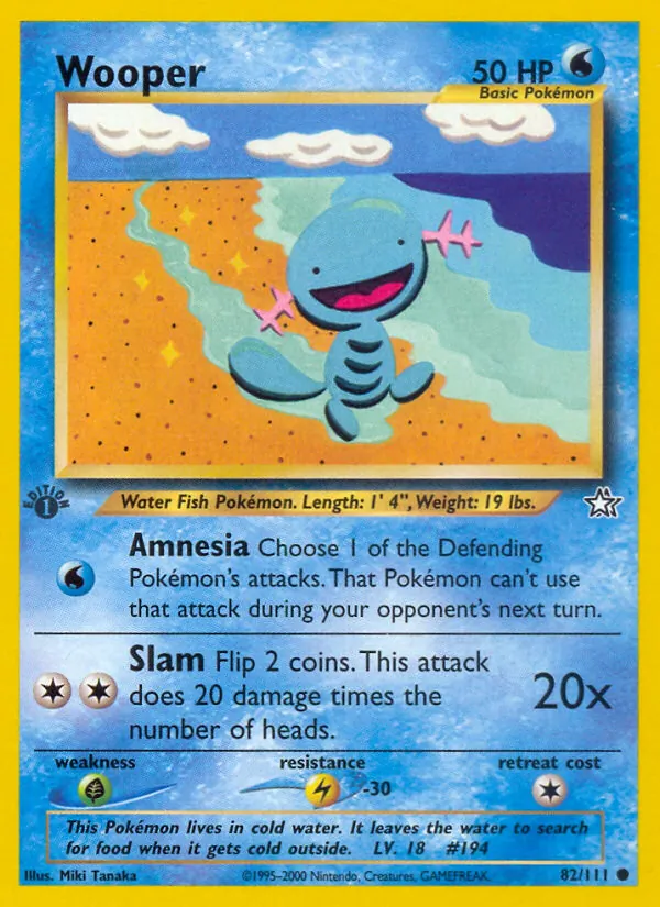 Carta Wooper, número 82/111 da coleção Neo Genesis