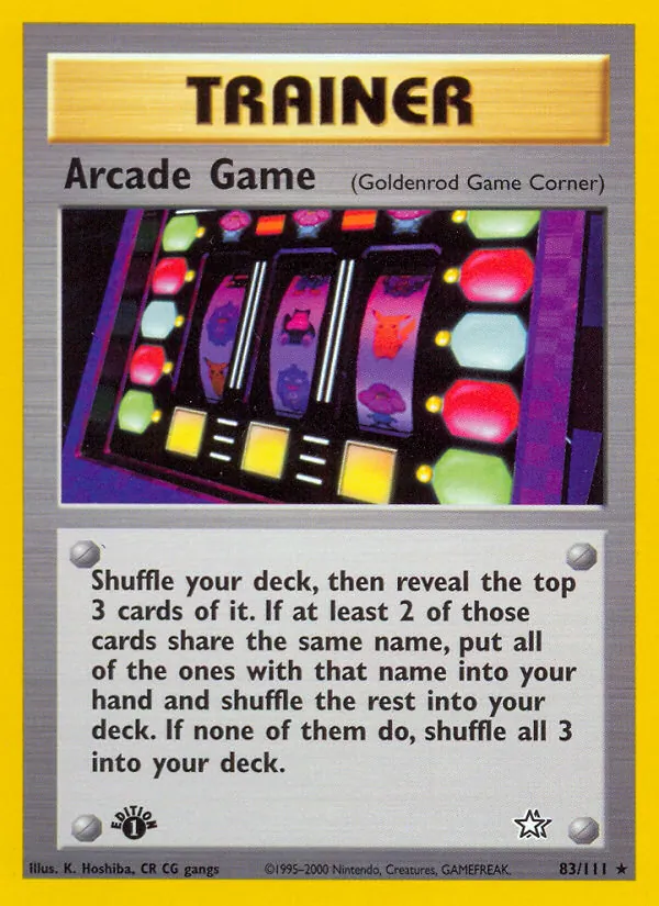 Carta Arcade Game, número 83/111 da coleção Neo Genesis