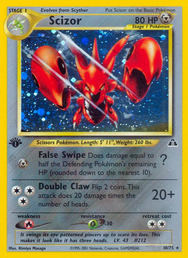 Carta Scizor, número 10/75 da coleção Neo Discovery