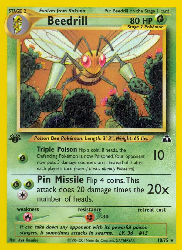 Carta Beedrill, número 18/75 da coleção Neo Discovery
