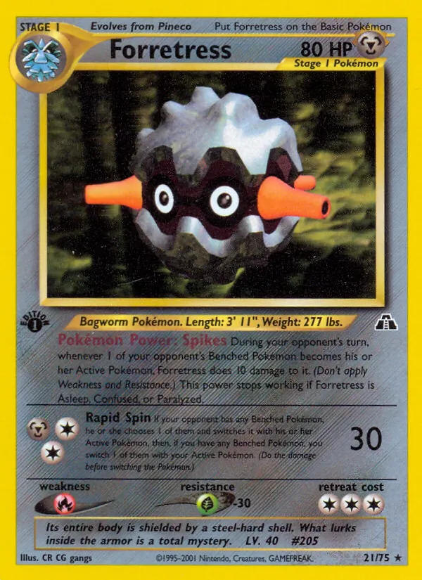 Carta Forretress, número 21/75 da coleção Neo Discovery