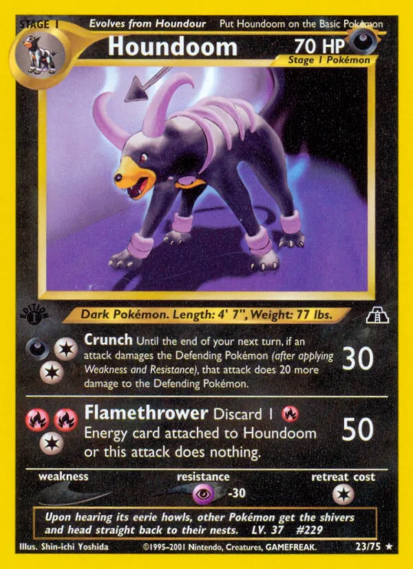 Carta Houndoom, número 23/75 da coleção Neo Discovery