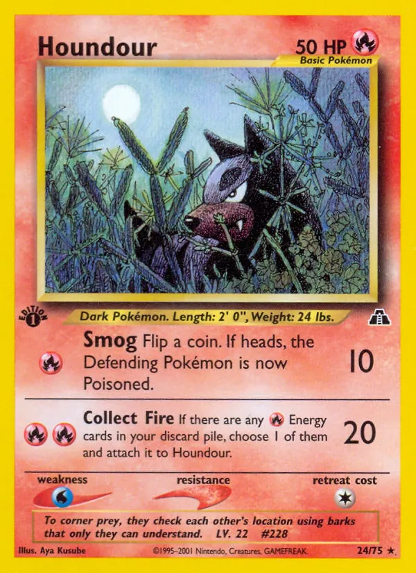 Carta Houndour, número 24/75 da coleção Neo Discovery