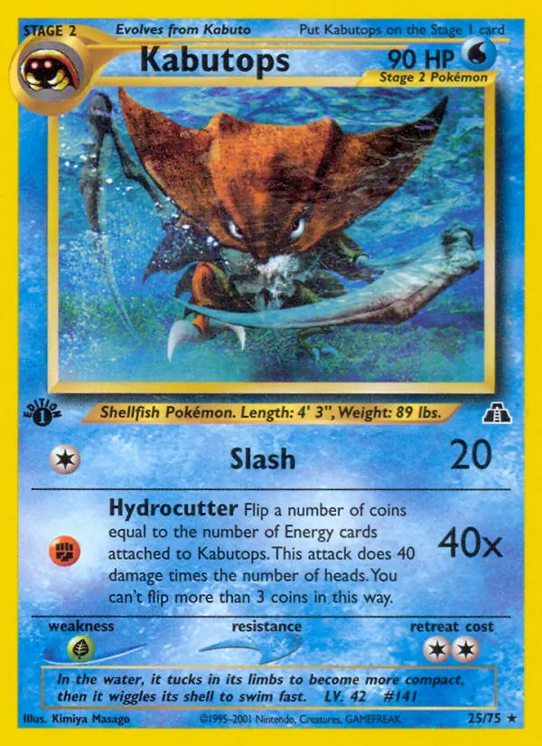 Carta Kabutops, número 25/75 da coleção Neo Discovery