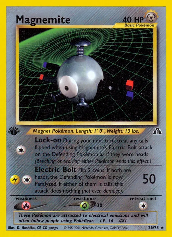 Carta Magnemite, número 26/75 da coleção Neo Discovery