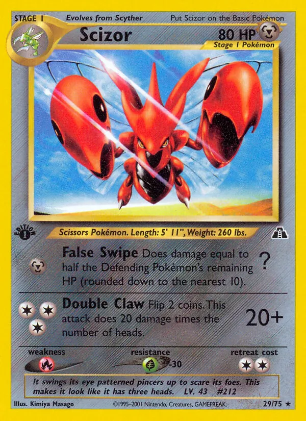 Carta Scizor, número 29/75 da coleção Neo Discovery