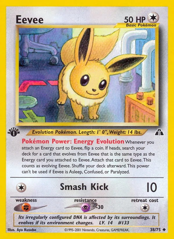 Carta Eevee, número 38/75 da coleção Neo Discovery