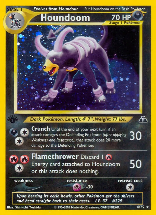 Carta Houndoom, número 4/75 da coleção Neo Discovery