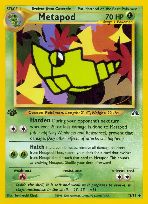 Carta Metapod, número 42/75 da coleção Neo Discovery