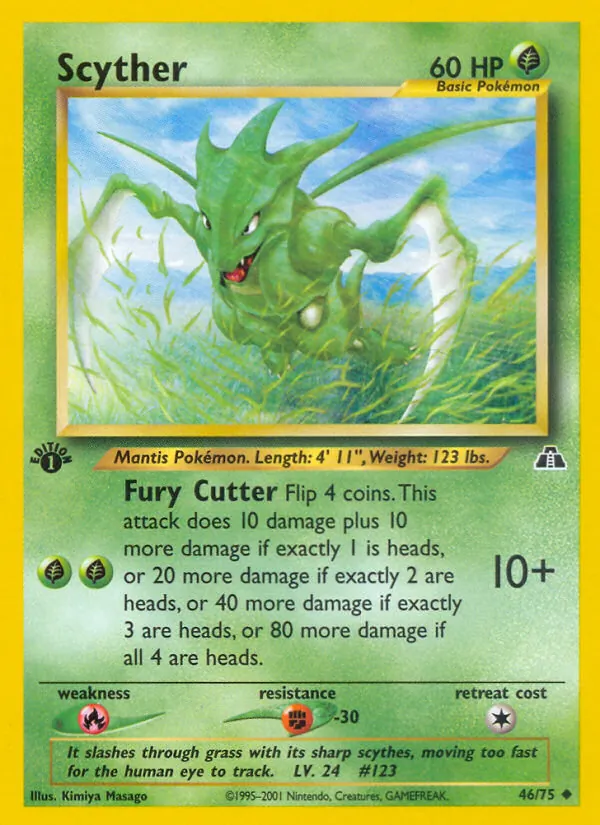 Carta Scyther, número 46/75 da coleção Neo Discovery