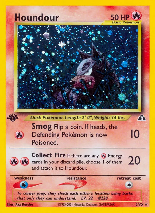 Carta Houndour, número 5/75 da coleção Neo Discovery