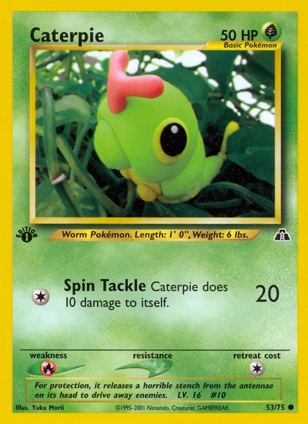 Carta Caterpie, número 53/75 da coleção Neo Discovery