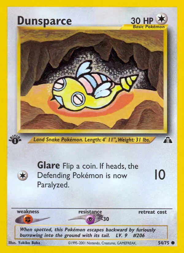 Carta Dunsparce, número 54/75 da coleção Neo Discovery