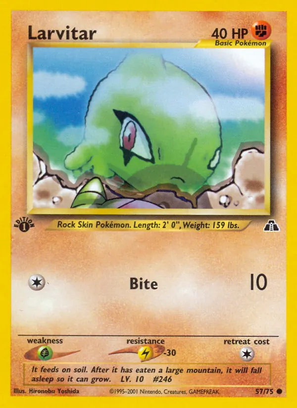 Carta Larvitar, número 57/75 da coleção Neo Discovery