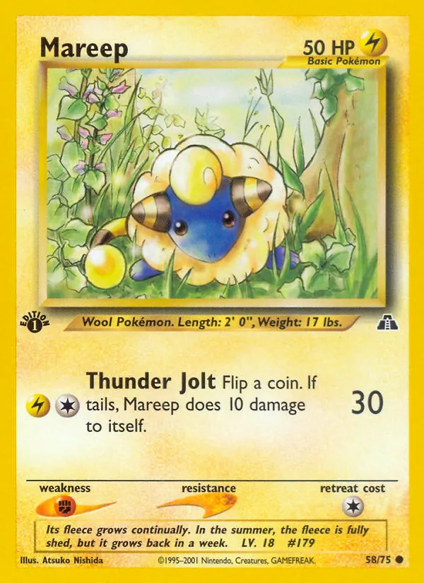 Carta Mareep, número 58/75 da coleção Neo Discovery