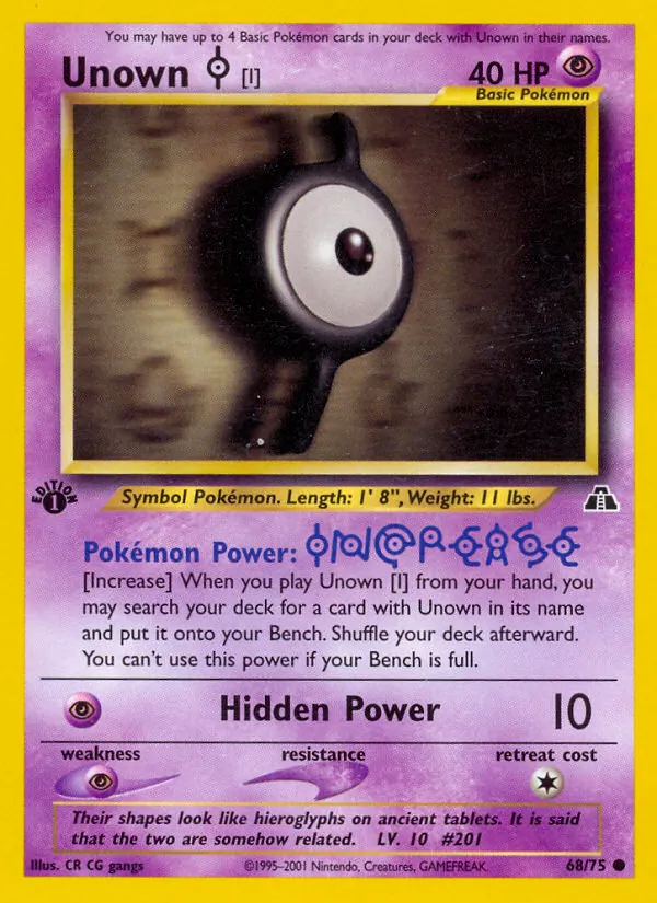 Carta Unown [I], número 68/75 da coleção Neo Discovery