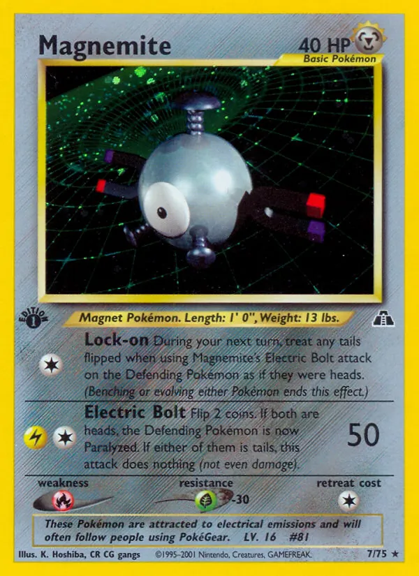 Carta Magnemite, número 7/75 da coleção Neo Discovery