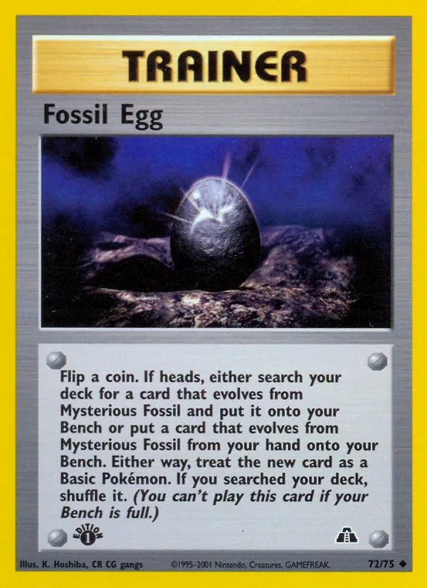 Carta Fossil Egg, número 72/75 da coleção Neo Discovery