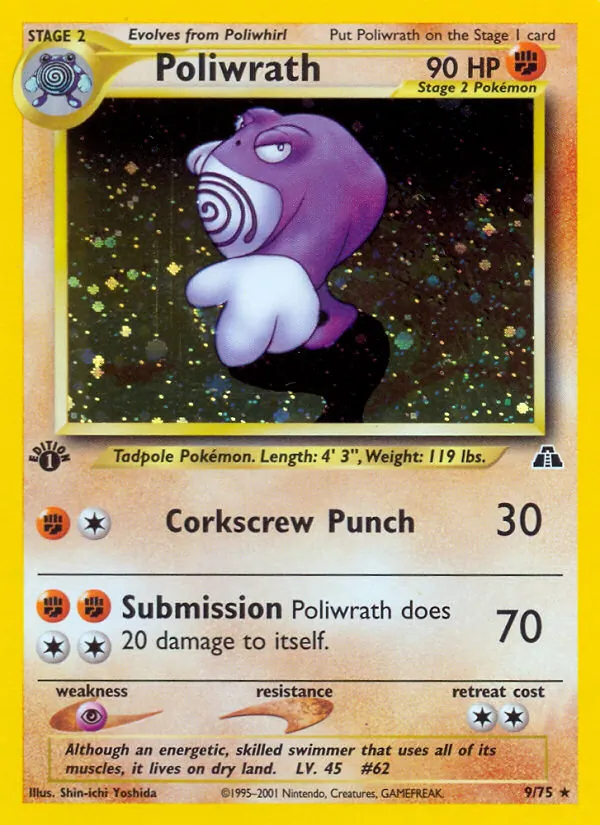 Carta Poliwrath, número 9/75 da coleção Neo Discovery