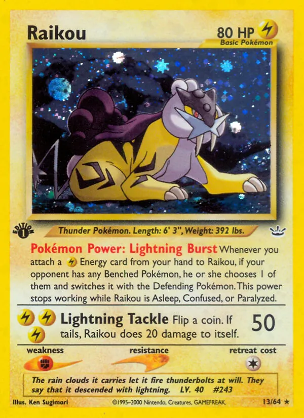 Carta Raikou, número 13/64 da coleção Neo Revelation