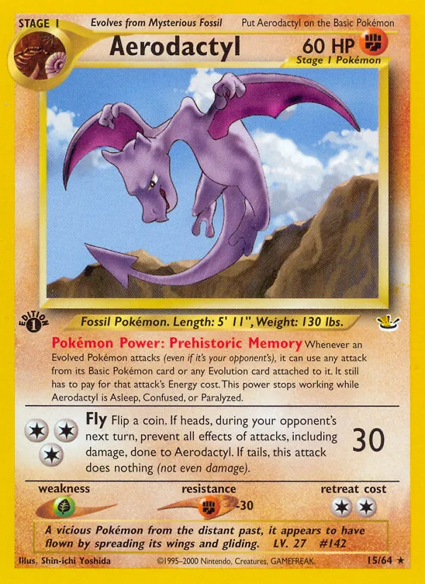 Carta Aerodactyl, número 15/64 da coleção Neo Revelation
