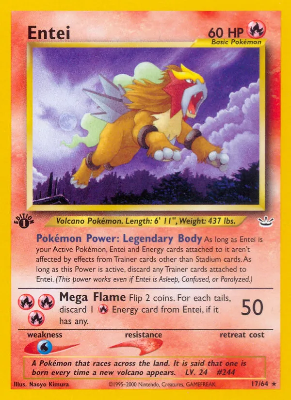 Carta Entei, número 17/64 da coleção Neo Revelation