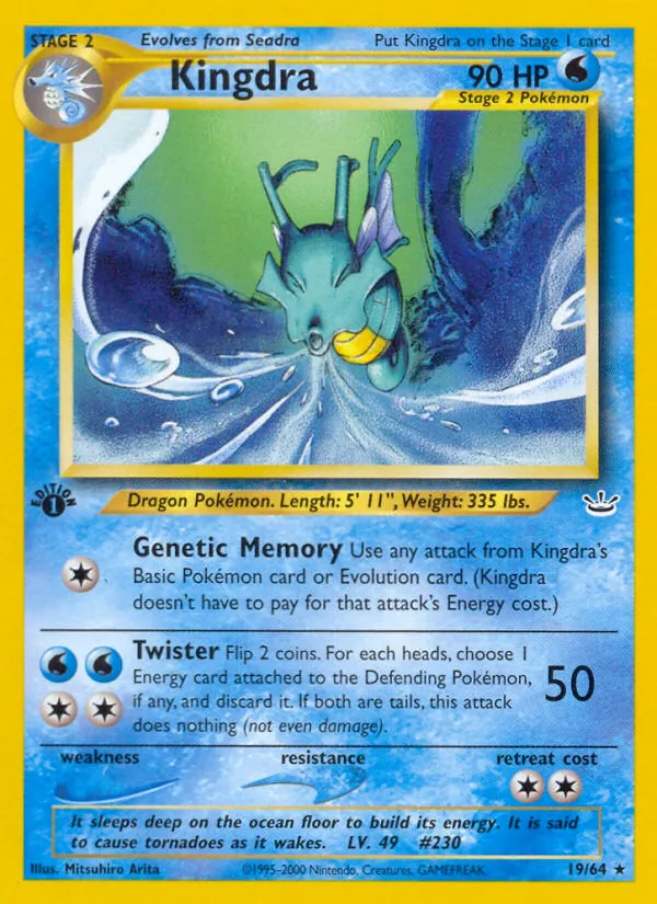 Carta Kingdra, número 19/64 da coleção Neo Revelation