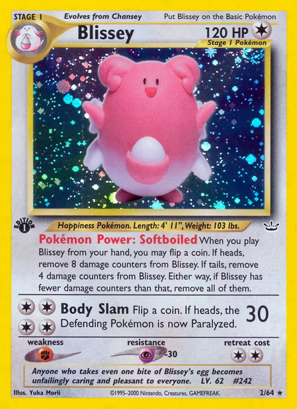 Carta Blissey, número 2/64 da coleção Neo Revelation