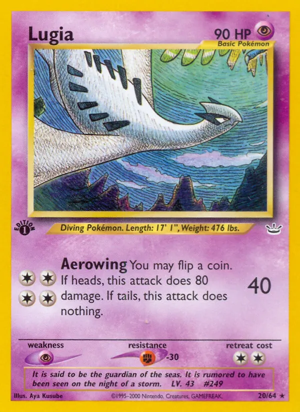 Carta Lugia, número 20/64 da coleção Neo Revelation
