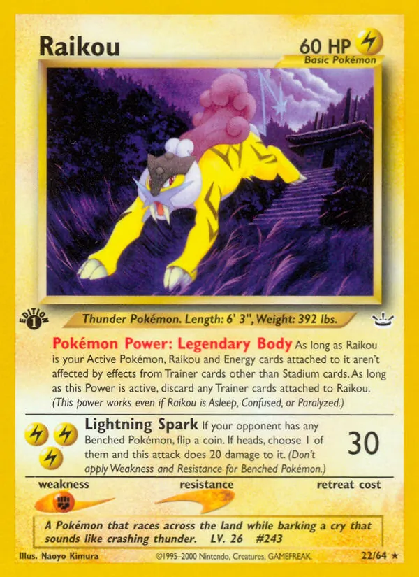 Carta Raikou, número 22/64 da coleção Neo Revelation
