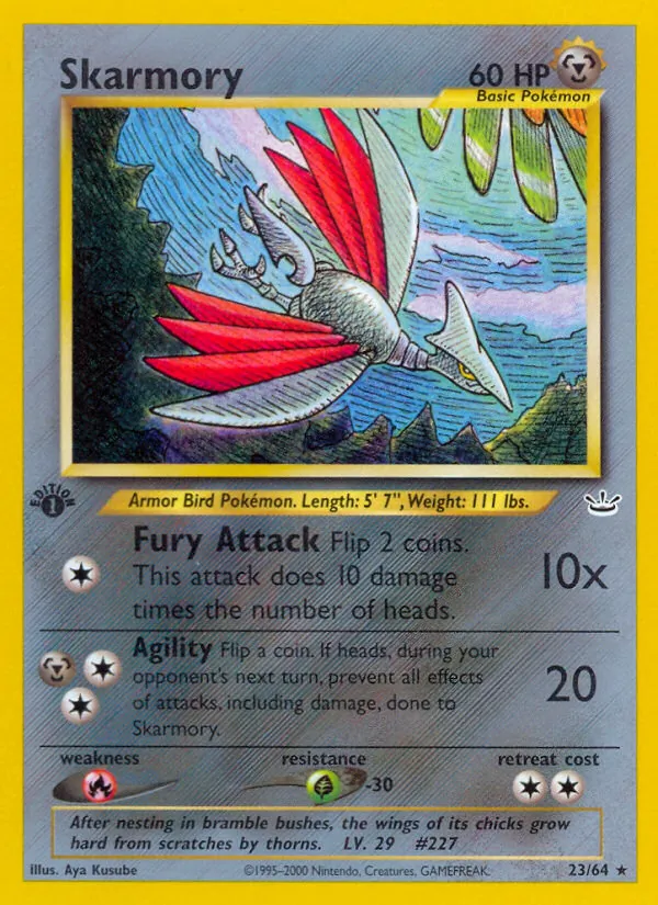 Carta Skarmory, número 23/64 da coleção Neo Revelation