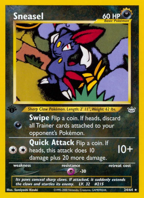 Carta Sneasel, número 24/64 da coleção Neo Revelation
