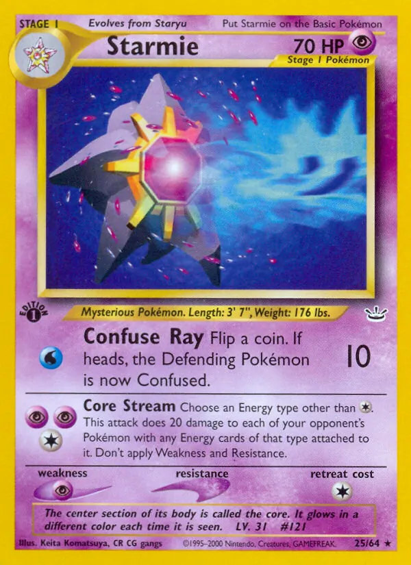 Carta Starmie, número 25/64 da coleção Neo Revelation