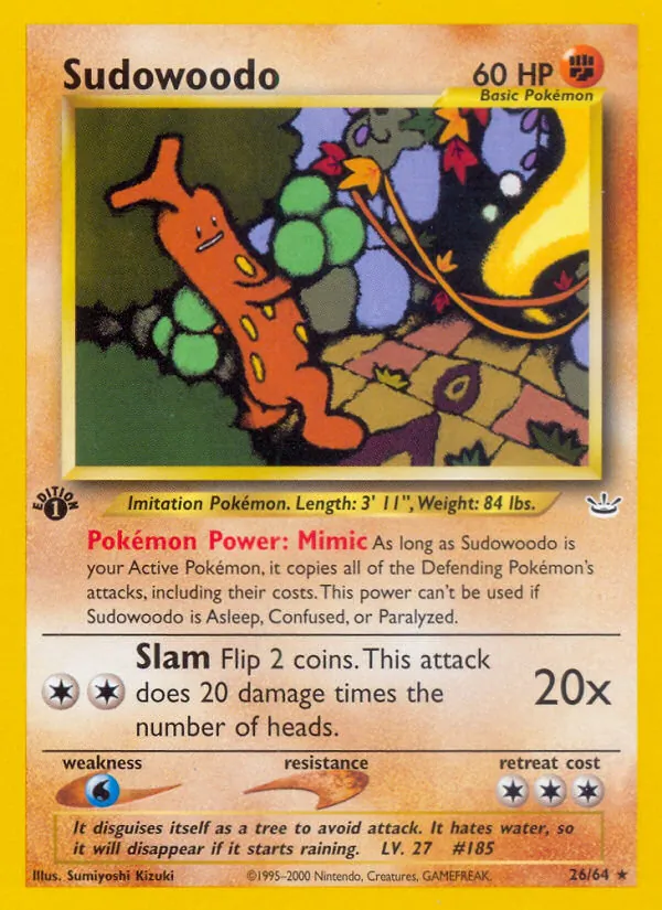 Carta Sudowoodo, número 26/64 da coleção Neo Revelation