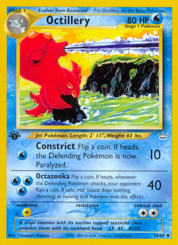 Carta Octillery, número 34/64 da coleção Neo Revelation