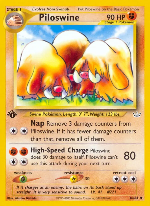 Carta Piloswine, número 36/64 da coleção Neo Revelation