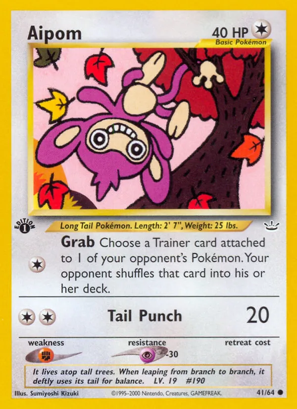 Carta Aipom, número 41/64 da coleção Neo Revelation