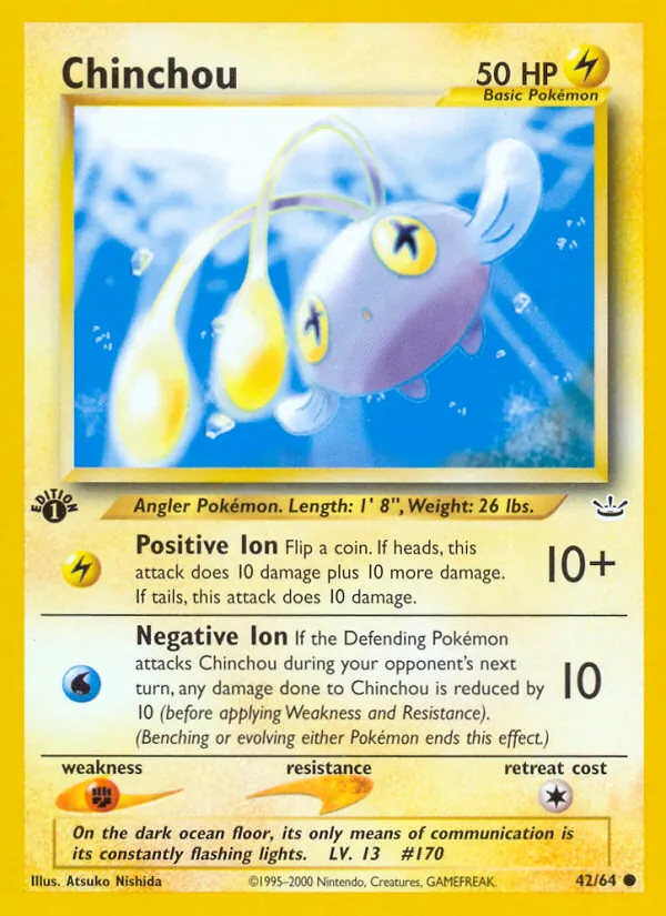 Carta Chinchou, número 42/64 da coleção Neo Revelation