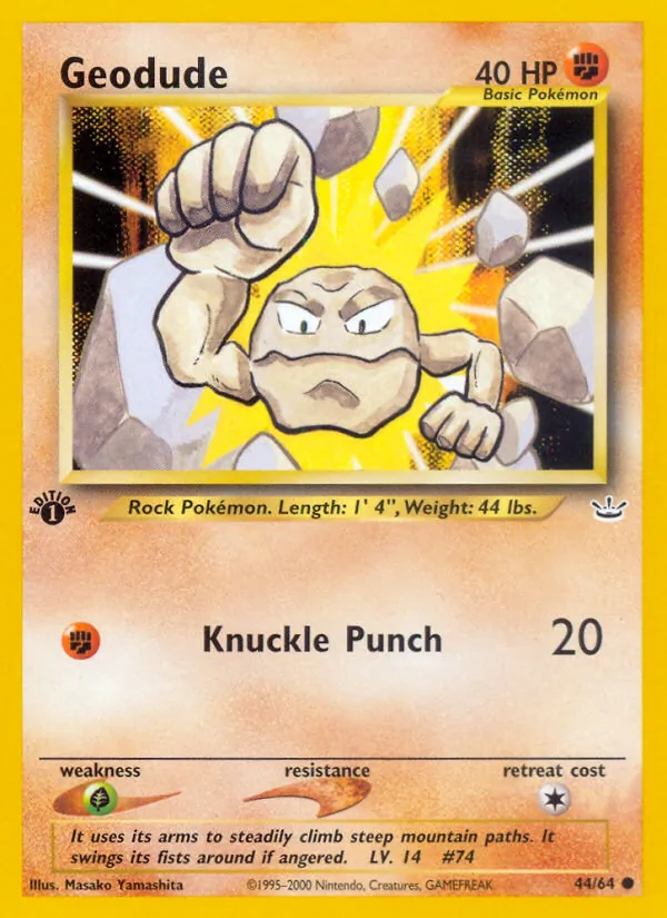 Carta Geodude, número 44/64 da coleção Neo Revelation